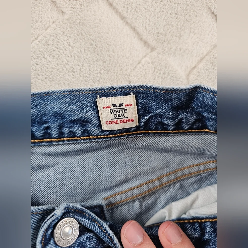 Levi's 501 White Oak Denim Slim Straight Leg Jean Mens 32x28 Distressed